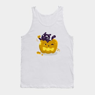 Cat and Pumpkin Halloween Tank Top